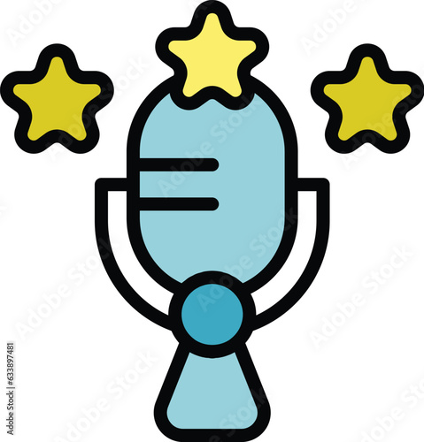 Studio microphone icon outline vector. Social opinion. Media marketing color flat