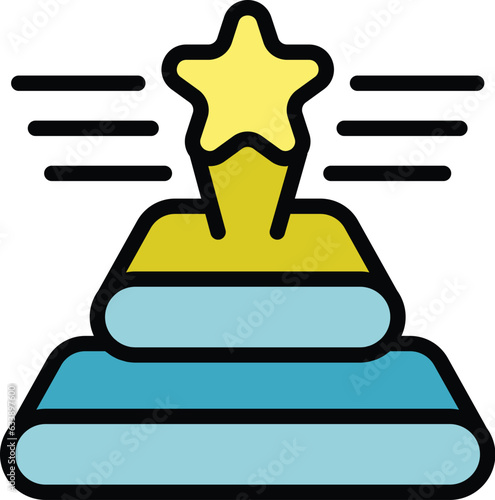 Star leader icon outline vector. Marketing network. Strategy campaign color flat