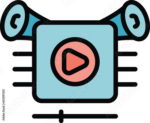 Key video icon outline vector. Kol leader. Social media color flat