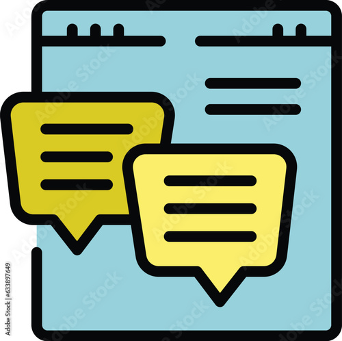 Web online chat icon outline vector. Kol opinion. Social media color flat