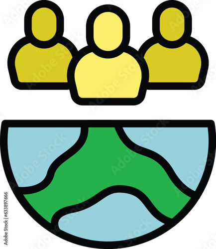 Global opinion icon outline vector. Social media. Strategy network color flat