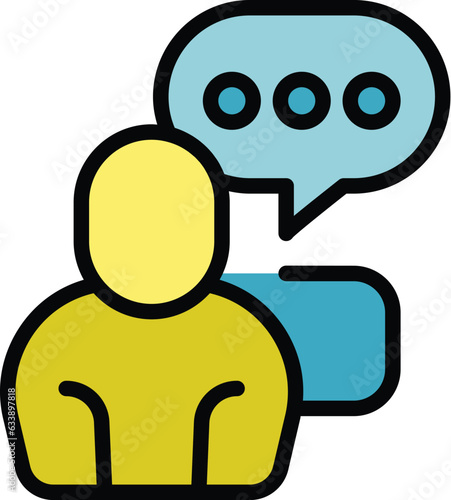 Social leader icon outline vector. Media kol. Media opinion color flat