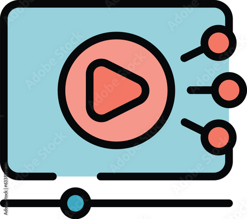 Video key opinion leader icon outline vector. Social kol. Social media color flat