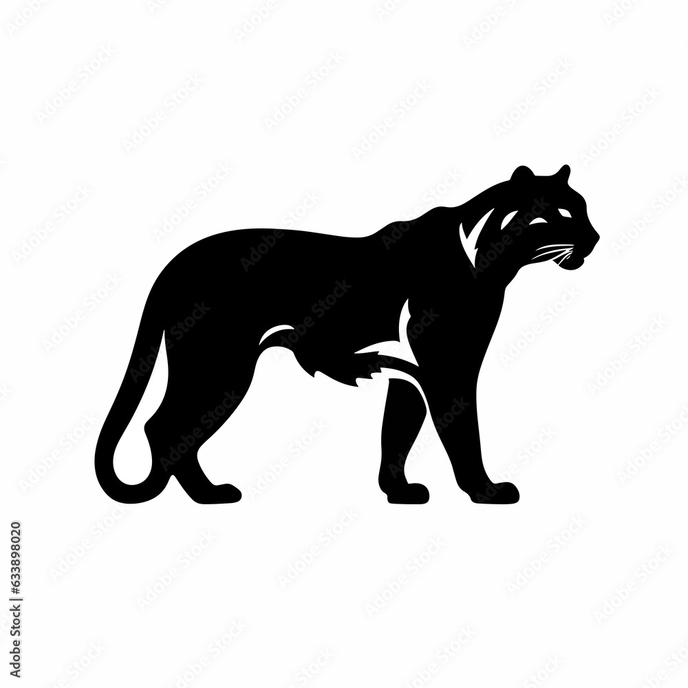 Black silhouette panther vector illustration isolated on white background