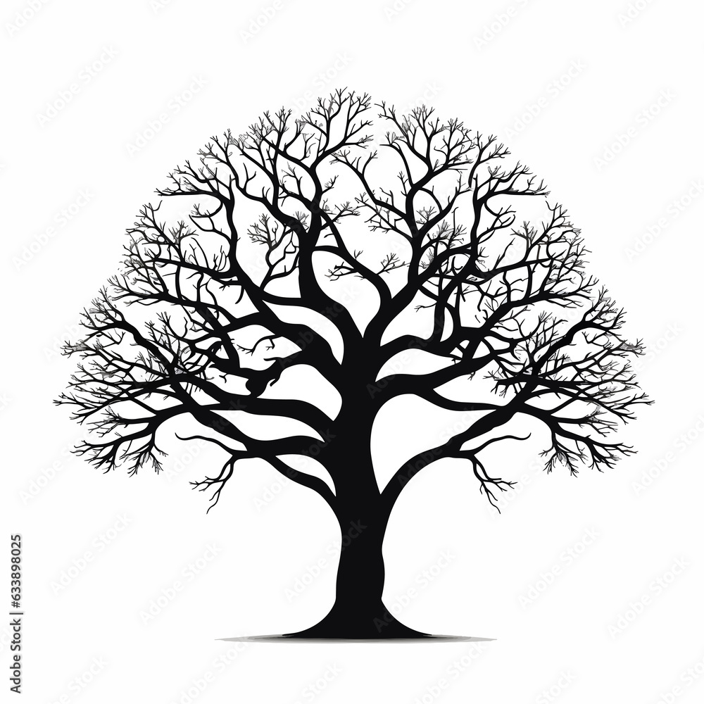 Obraz premium Tree silhouette isolated on white background