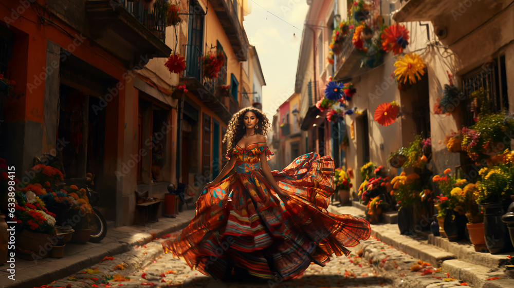 Latin american, mexican folklore, traditional, regional dancer.