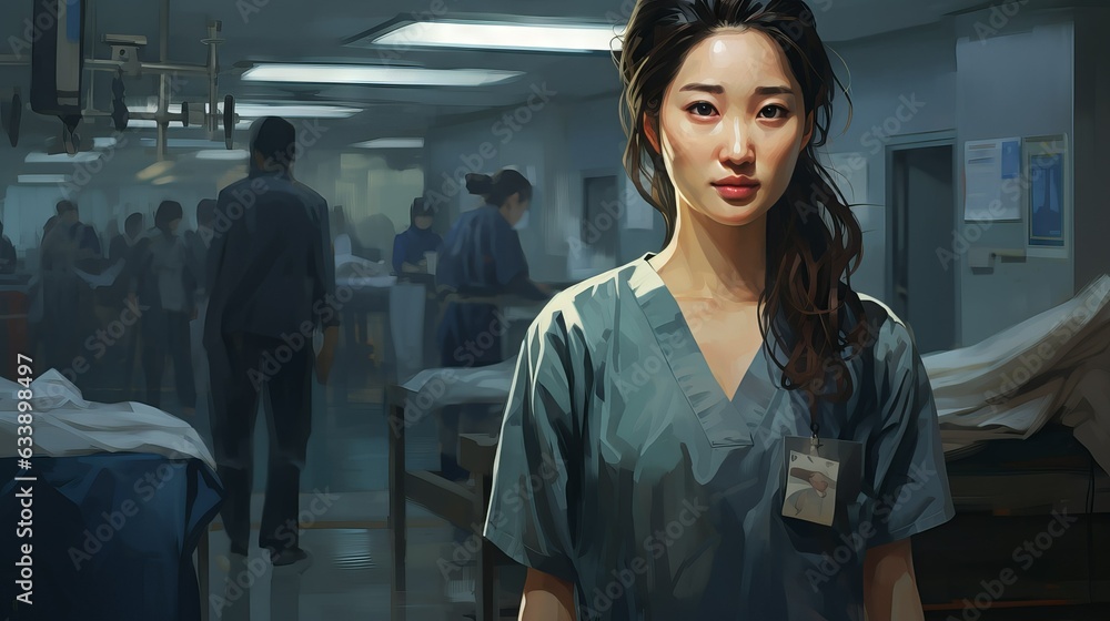 Fototapeta premium portrait of a female asian doctor with a stethoscope