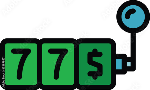 Casino slot icon outline vector. Draw lottery. Winner prize color flat