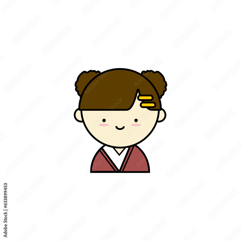 Outline Color Cute Avatar Icon