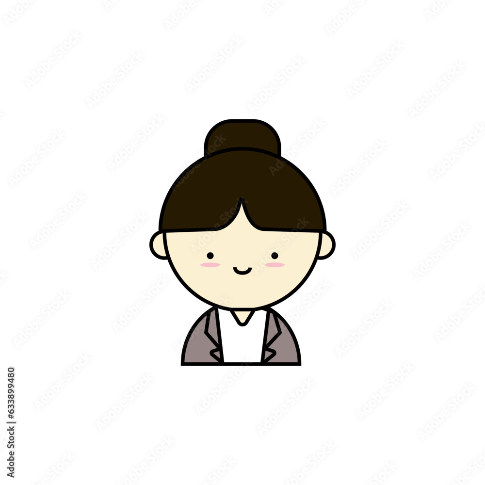 Outline Color Cute Avatar Icon