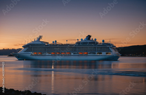 cruise ship at sunset © Nazir