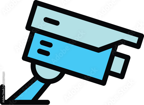 Parking camera security icon outline vector. Car park. Zone place color flat