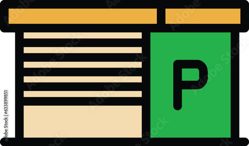 Parking garage icon outline vector. Car place. Area space color flat