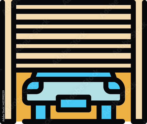 Open car garage icon outline vector. Place park. Area zone color flat