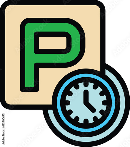 Parking time icon outline vector. Car space. Park zone color flat