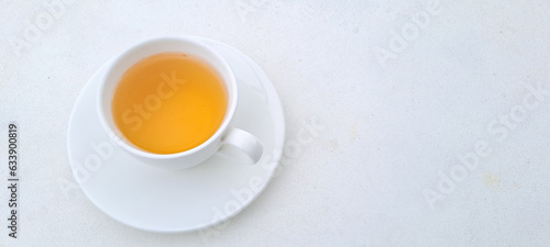 Cup of hot tea isolated on white background 