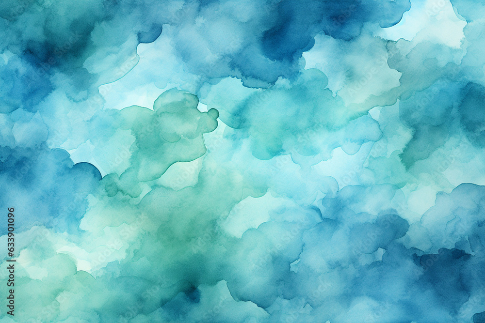 Abstract watercolor paint background by teal color blue and green with liquid fluid texture
