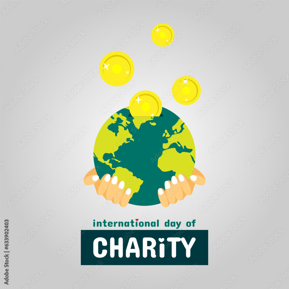 International Day of Charity Greetings with illustration of donate on earth International Day of Charity Greetings with illustration of donate on earth