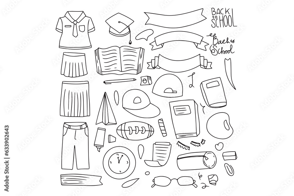 set of back to school doodles. handrawn back to school element. set of back to school doodles. handrawn back to school element.