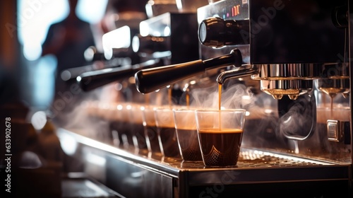 barista preparing coffee in a bustling cafe generative ai