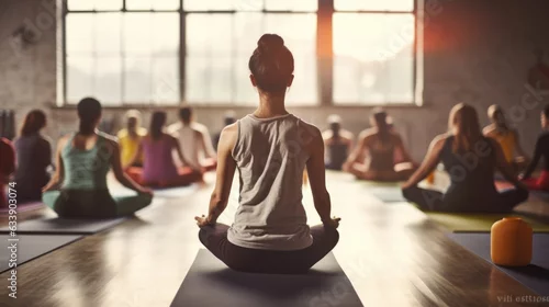 Obraz yoga instructor leading a class in a peaceful studio generative ai