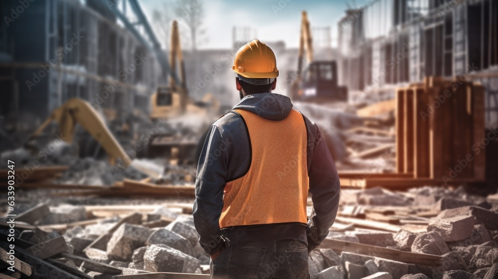 builder working on a construction site, generative ai builder working on a construction site, generative ai