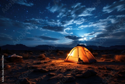 Desert's Stellar Euphoria: Sands Adorned by the Majestic Starry Night Sky's Splendor Generative AI