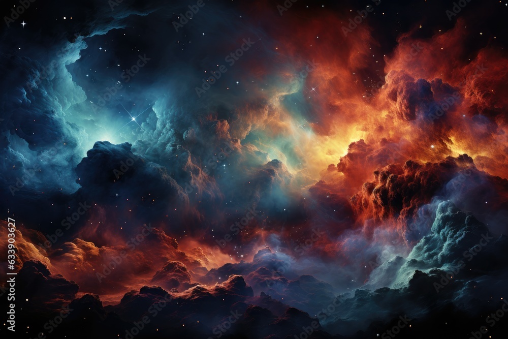 Celestial Symphony: Mesmerizing Cosmic Backgrounds Embracing Galaxies, Nebulae, and Stars, Evoking the Universe's Majesty for Stellar-Themed Artistry Generative AI