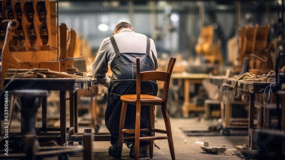 furniture restorer working on an antique chair in a workshop generative ai furniture restorer working on an antique chair in a workshop generative ai