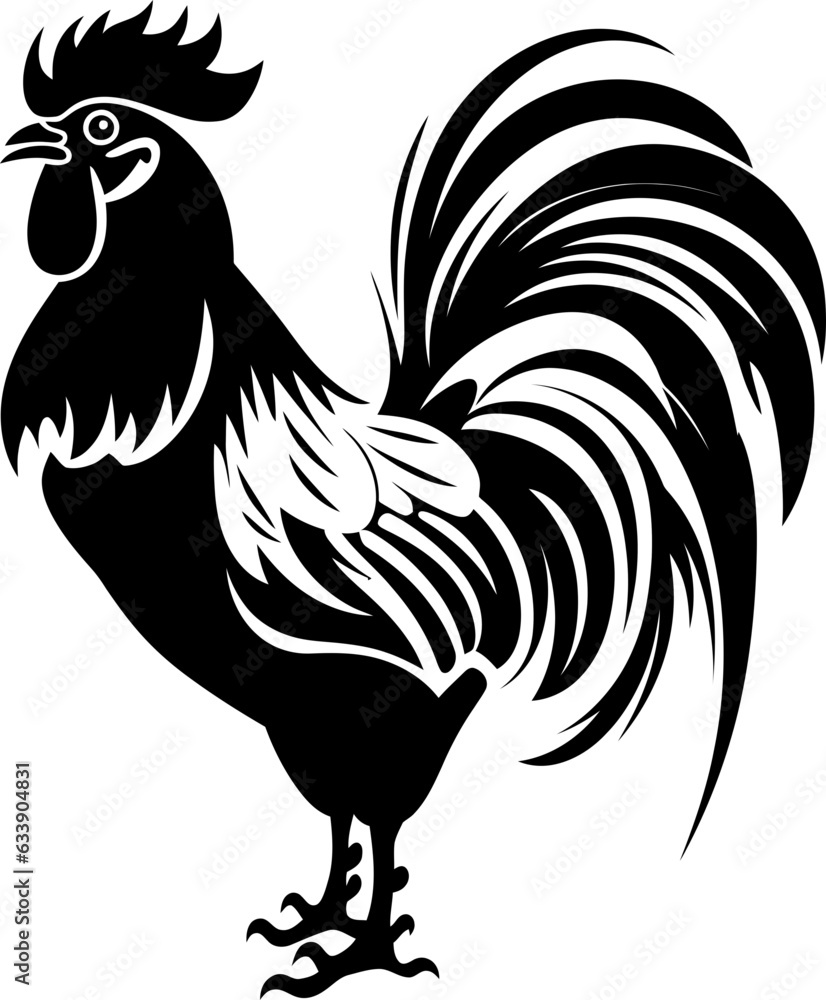 Handdrawn rooster drawing silhouette Handdrawn rooster drawing silhouette