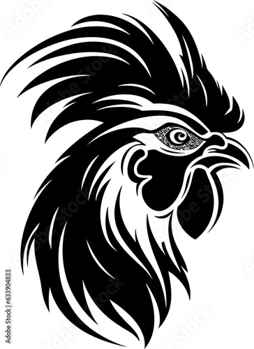 Handdrawn rooster drawing silhouette