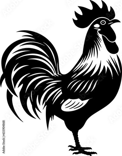Handdrawn rooster drawing silhouette