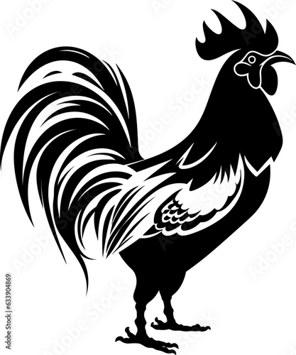 Handdrawn rooster drawing silhouette