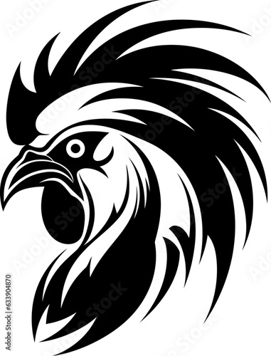 Handdrawn rooster drawing silhouette