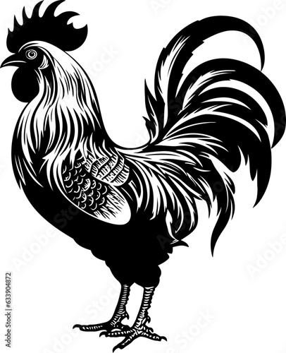 Handdrawn rooster drawing silhouette