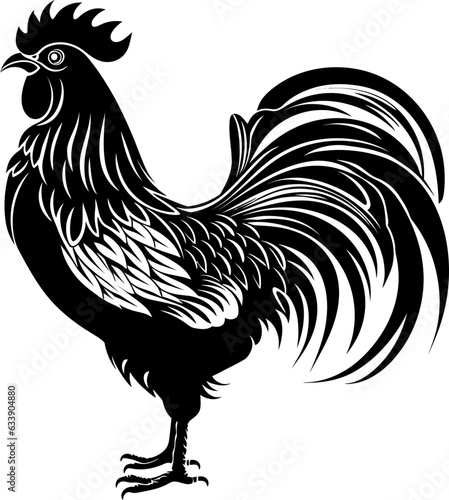 Handdrawn rooster drawing silhouette