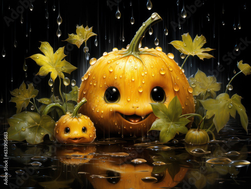 Halloween Greeting Card, Childrens Book Illustration, Generative AI