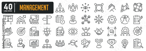 Management line icons. Editable stroke. For website marketing design, logo, app, template, ui, etc. Vector illustration. photo