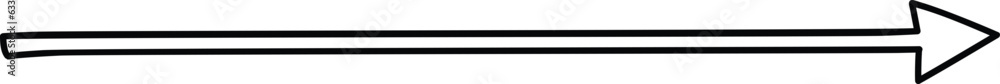 Black straight long arrow in hand drawn style. Arrow shape element pointimg right. Black straight long arrow in hand drawn style. Arrow shape element pointimg right.