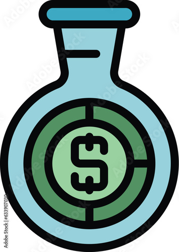 Money flask icon outline vector. Company business. People market color flat