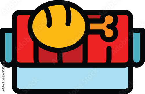 Meat hot icon outline vector. Food cook. Fire party color flat