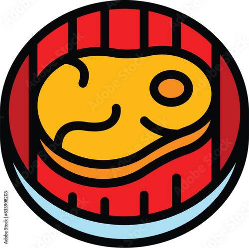 Grill steak icon outline vector. Bbq meat. Picnic cook color flat