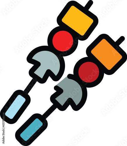 Food grill icon outline vector. Bbq party. Cook outdoor color flat