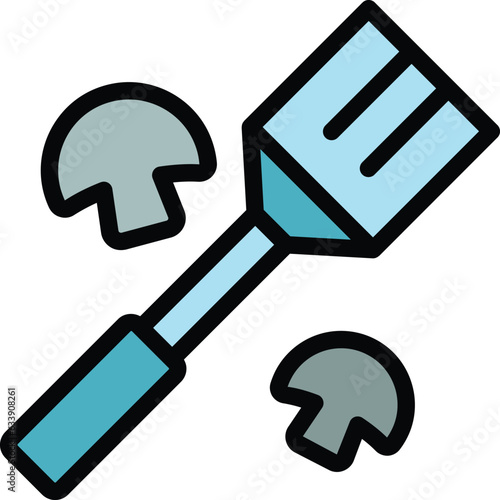 Grill utensil icon outline vector. Bbq grill. Food picnic color flat