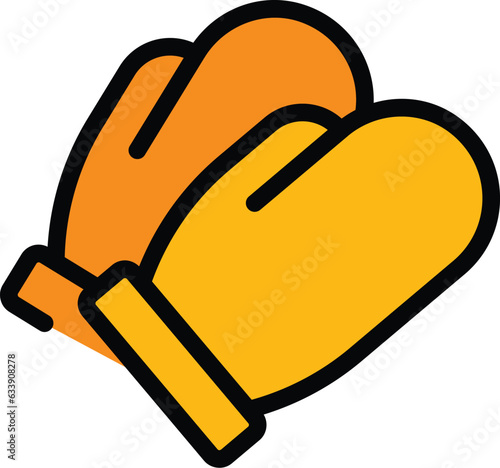 Grill gloves icon outline vector. Bbq meat. Steak food color flat