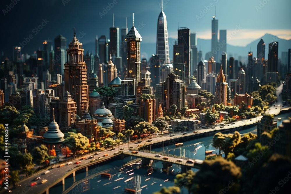 Obraz premium 俯瞰した都市風景,Generative AI AI画像
