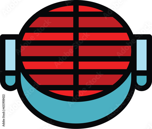 Steak grill icon outline vector. Fire meat. Food cook color flat