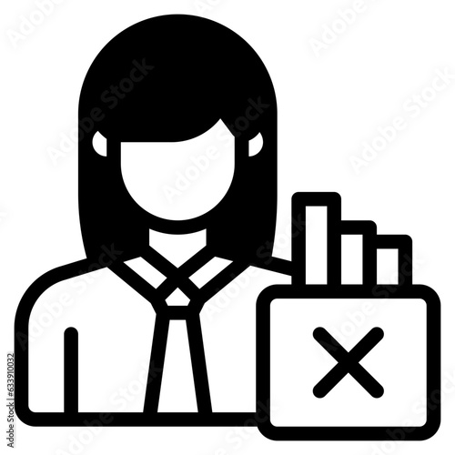  Unemployed, woman, Jobless, Crisis, Recession, Bankruptcy Icon, Solid style icon vector illustration, Suitable for website, mobile app, print, presentation, infographic and any other project.