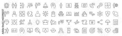 Set of business people thin line icons. Collection of business people icon EPS10 - Stock Vector.