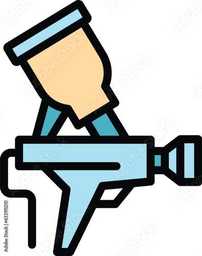 Machine painter gun icon outline vector. Sprayer paint. Car auto body color flat